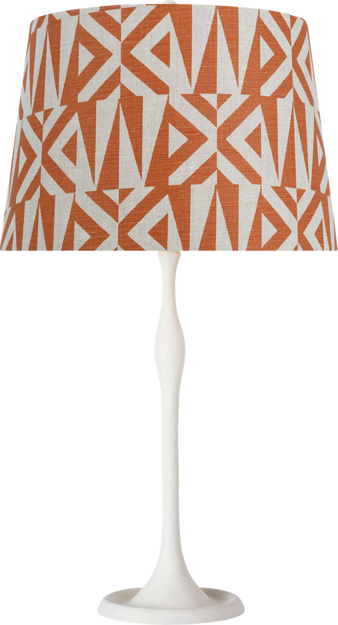 Romero Medium Table Lamp in Plaster White with Schumacher 16" Brick Amero Empire Shade