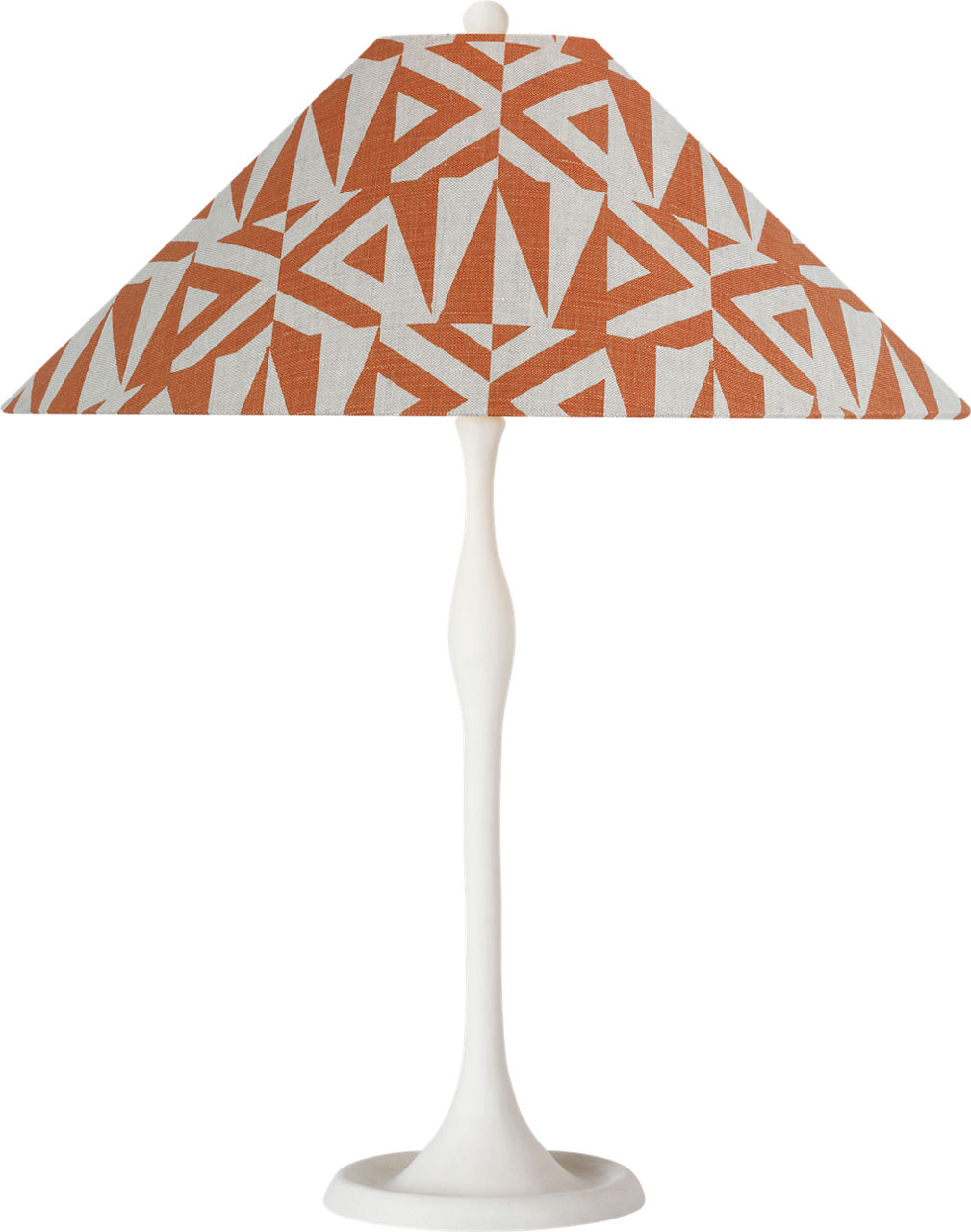 Romero Medium Table Lamp in Plaster White with Schumacher 19" Brick Amero Flare Shade