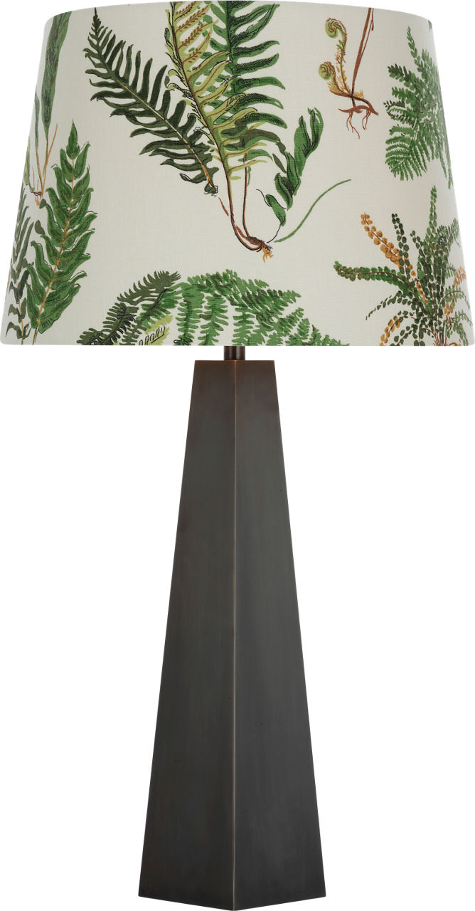 Zoran Medium Table Lamp in Bronze with Schumacher 16" Document Les Fougeres Empire Shade