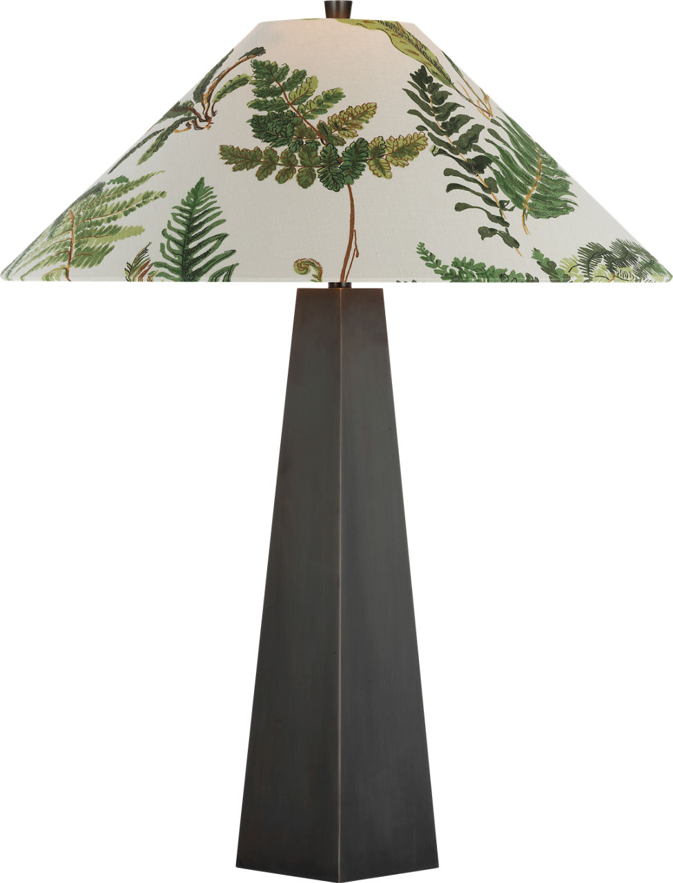 Zoran Medium Table Lamp in Bronze with Schumacher 21" Document Les Fougeres Flare Shade