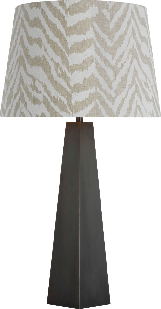Zoran Medium Table Lamp in Bronze with Schumacher 16" Natural Quincy Empire Shade