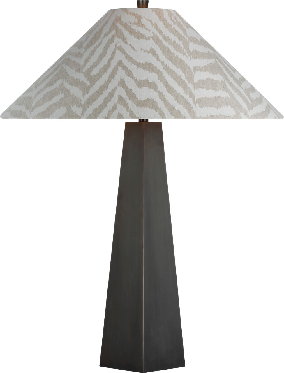 Zoran Medium Table Lamp in Bronze with Schumacher 21" Natural Quincy Flare Shade