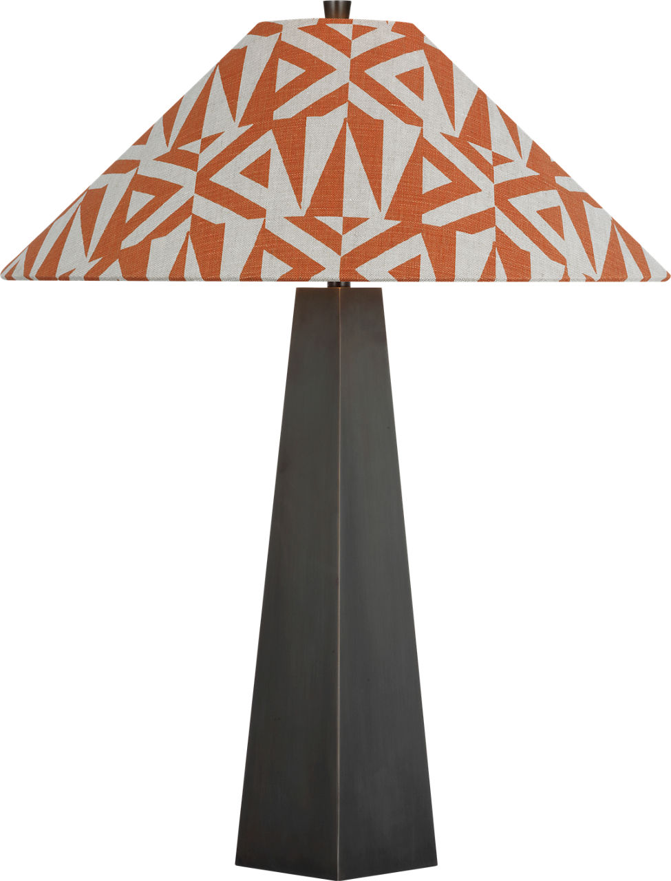 Zoran Medium Table Lamp in Bronze with Schumacher 21" Brick Amero Flare Shade