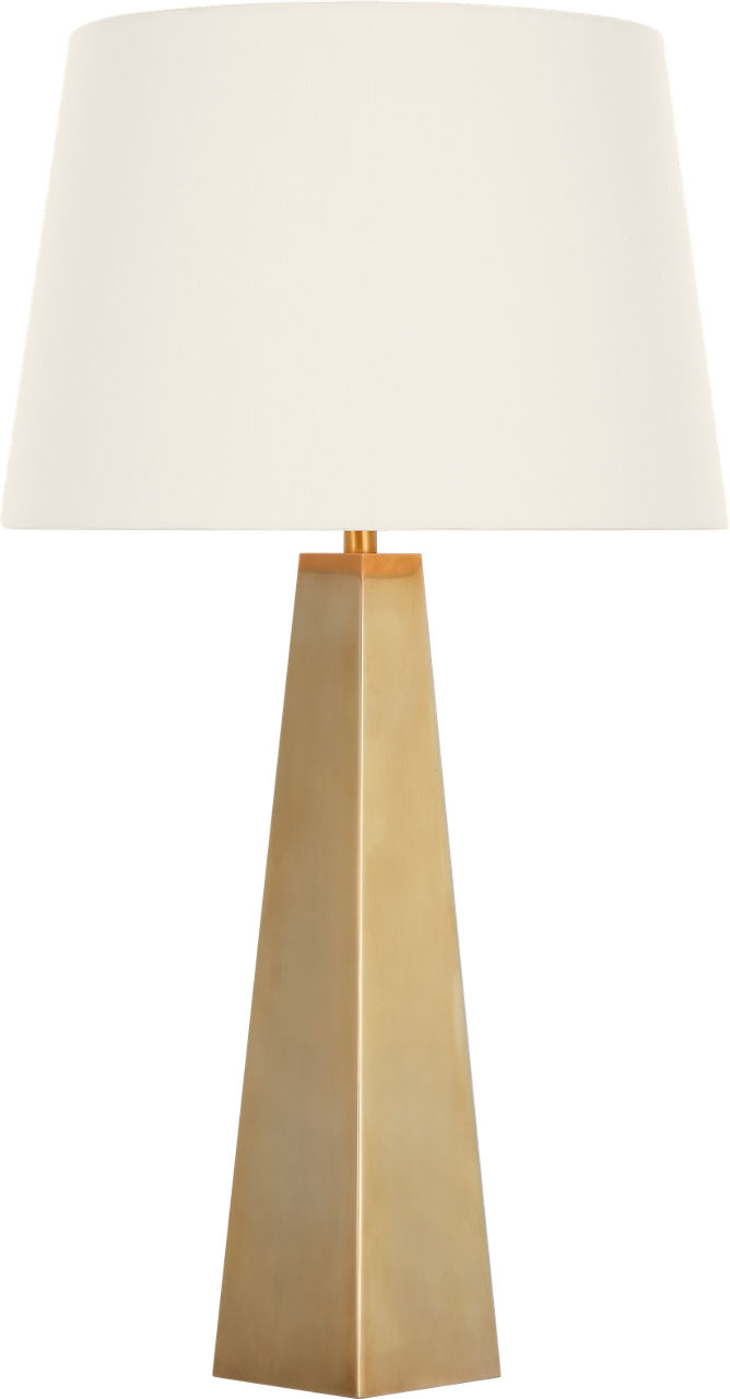 Zoran Medium Table Lamp in Hand-Rubbed Antique Brass with 16" Linen Empire Shade
