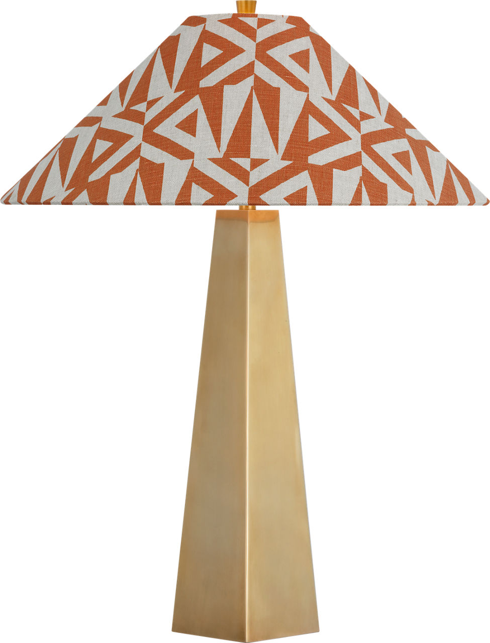 Zoran Medium Table Lamp in Hand-Rubbed Antique Brass with Schumacher 21" Brick Amero Flare Shade