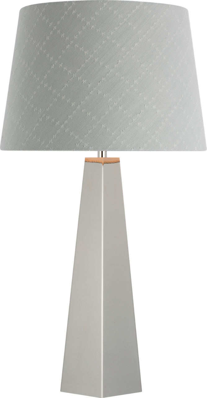 Zoran Medium Table Lamp in Polished Nickel with Schumacher 16" Sky Elin Check Empire Shade