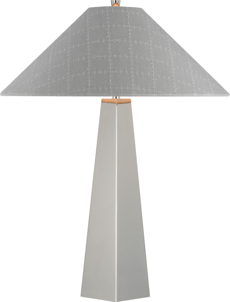Zoran Medium Table Lamp in Polished Nickel with Schumacher 21" Sky Elin Check Flare Shade