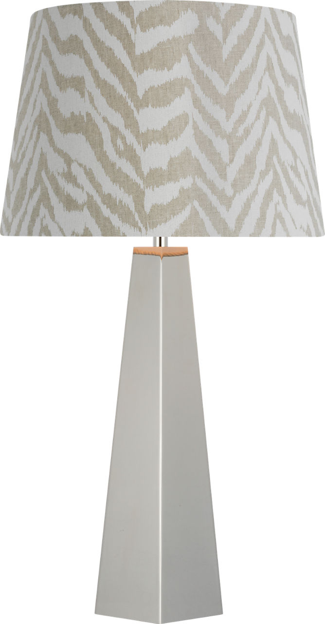 Zoran Medium Table Lamp in Polished Nickel with Schumacher 16" Natural Quincy Empire Shade