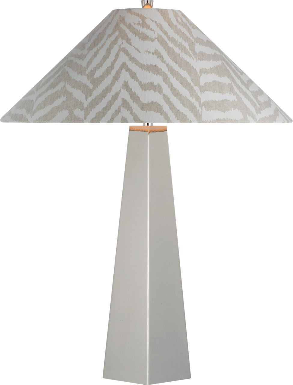 Zoran Medium Table Lamp in Polished Nickel with Schumacher 21" Natural Quincy Flare Shade