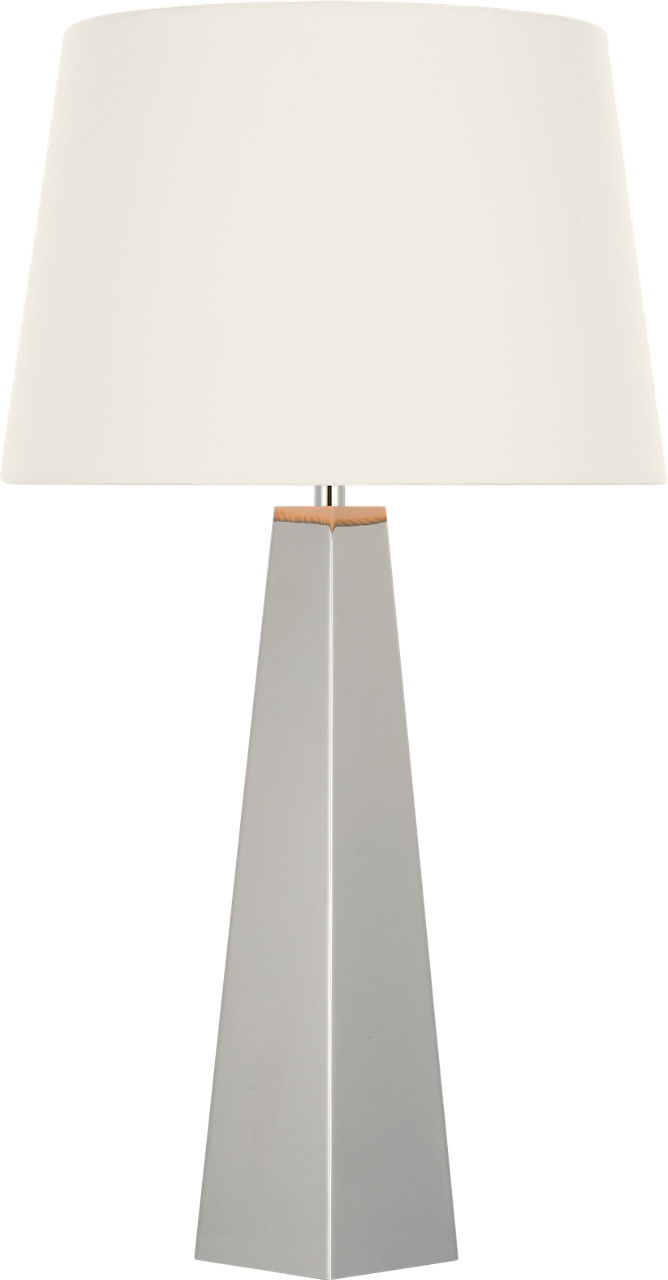 Zoran Medium Table Lamp in Polished Nickel with 16" Linen Empire Shade
