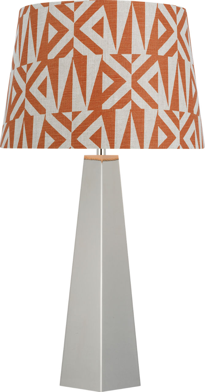 Zoran Medium Table Lamp in Polished Nickel with Schumacher 16" Brick Amero Empire Shade