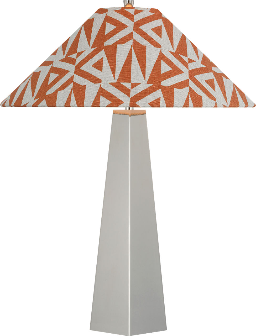 Zoran Medium Table Lamp in Polished Nickel with Schumacher 21" Brick Amero Flare Shade