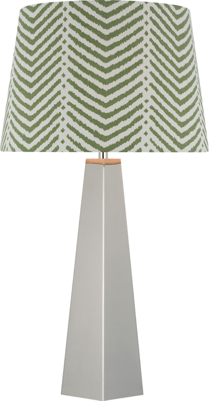 Zoran Medium Table Lamp in Polished Nickel with Schumacher 16" Verde La Jolla Empire Shade