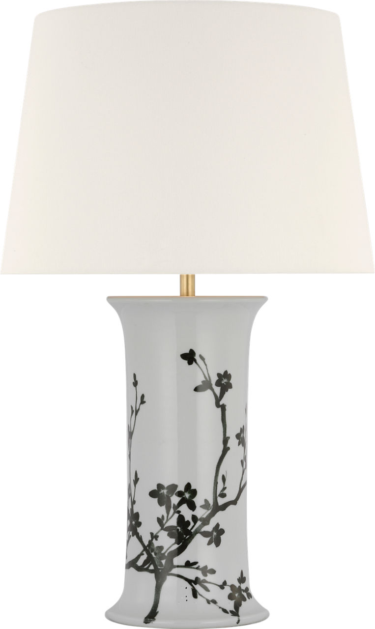 Mallory Medium Table Lamp in Black Twiggy with 18" Linen Empire Shade