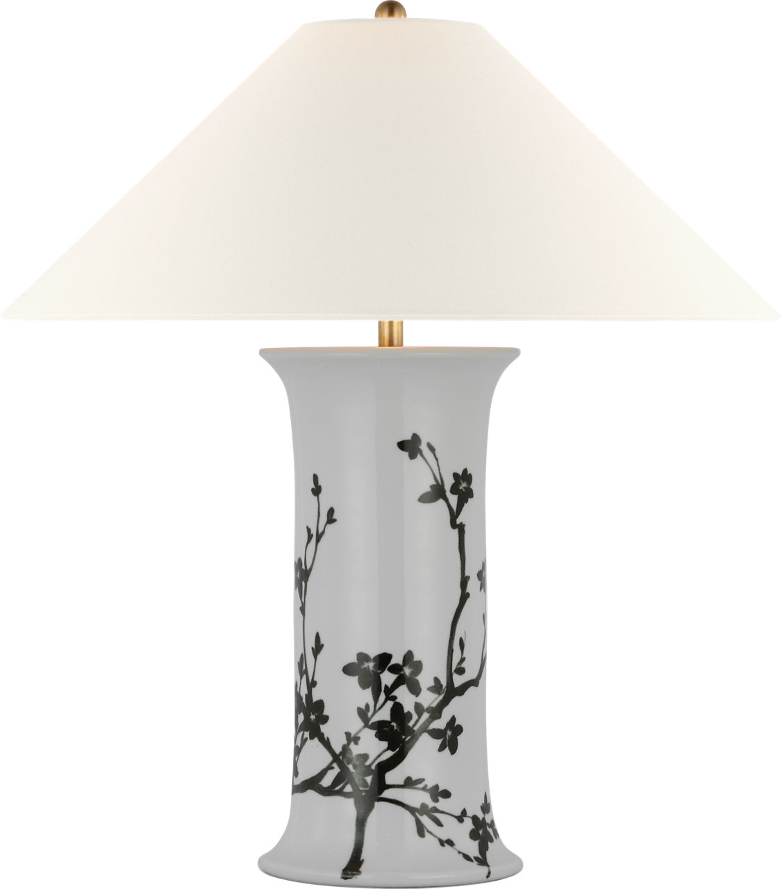 Mallory Medium Table Lamp in Black Twiggy with 23" Linen Flare Shade