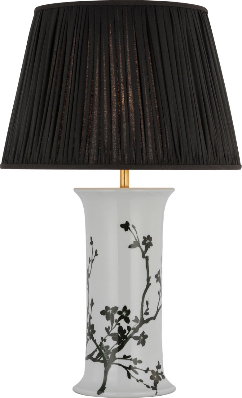 Mallory Medium Table Lamp in Black Twiggy with 18" Black Linen Pleated Empire Shade