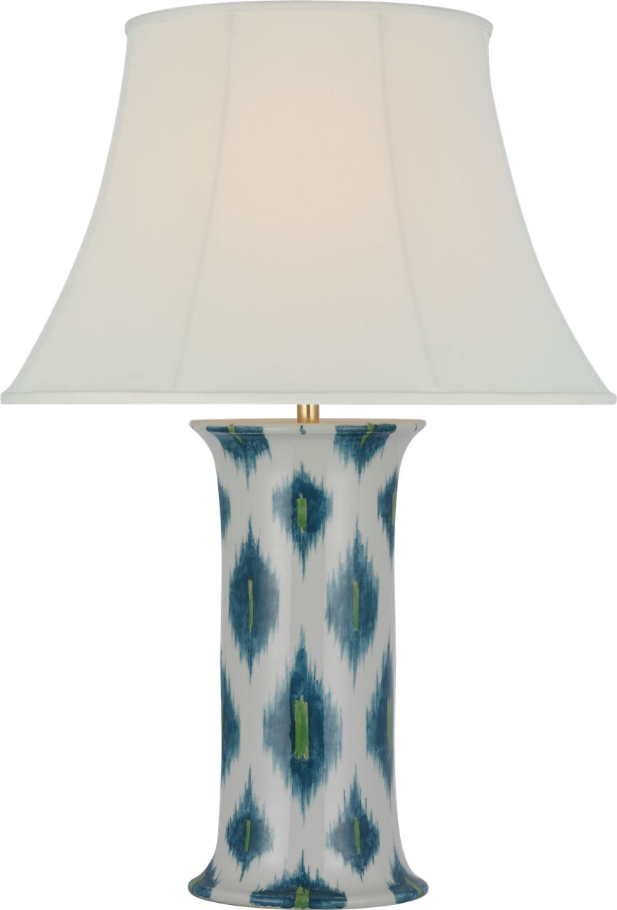 Mallory Medium Table Lamp in Peacock Presidio Ikat with 20" Silk Soft Empire Shade