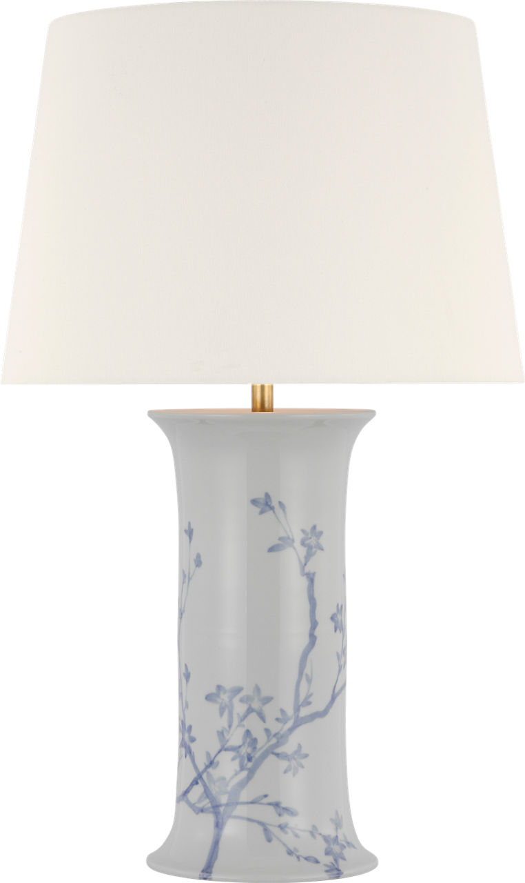 Mallory Medium Table Lamp in Sky Twiggy with 18" Linen Empire Shade
