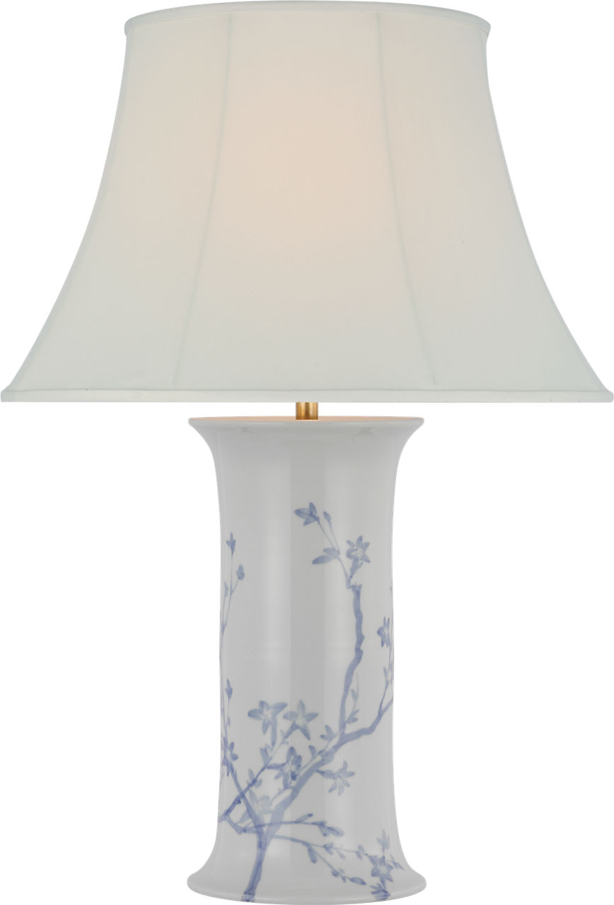 Mallory Medium Table Lamp in Sky Twiggy with 20" Silk Soft Empire Shade