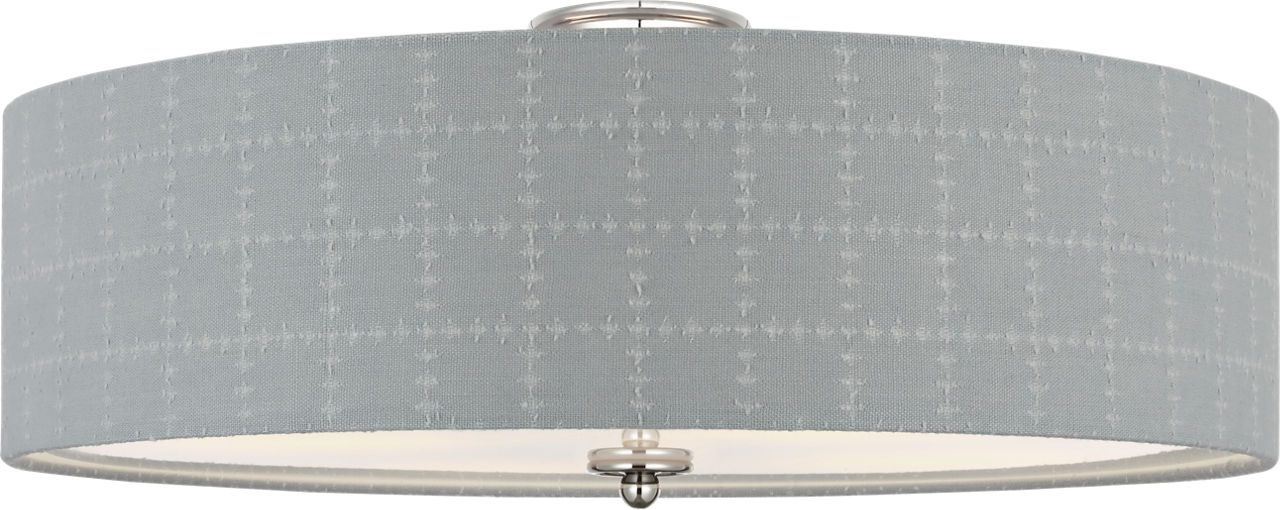 Cheever 26" Flush Mount in Polished Nickel with Schumacher Sky Elin Check Shade
