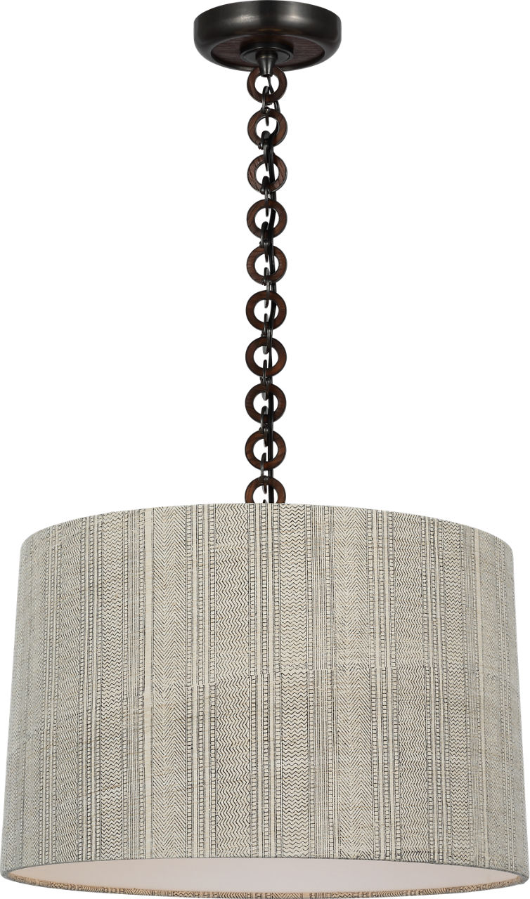 Evelyn 19" Hanging Shade in Bronze and Natural Oak with Schumacher Natural Mohave Shade