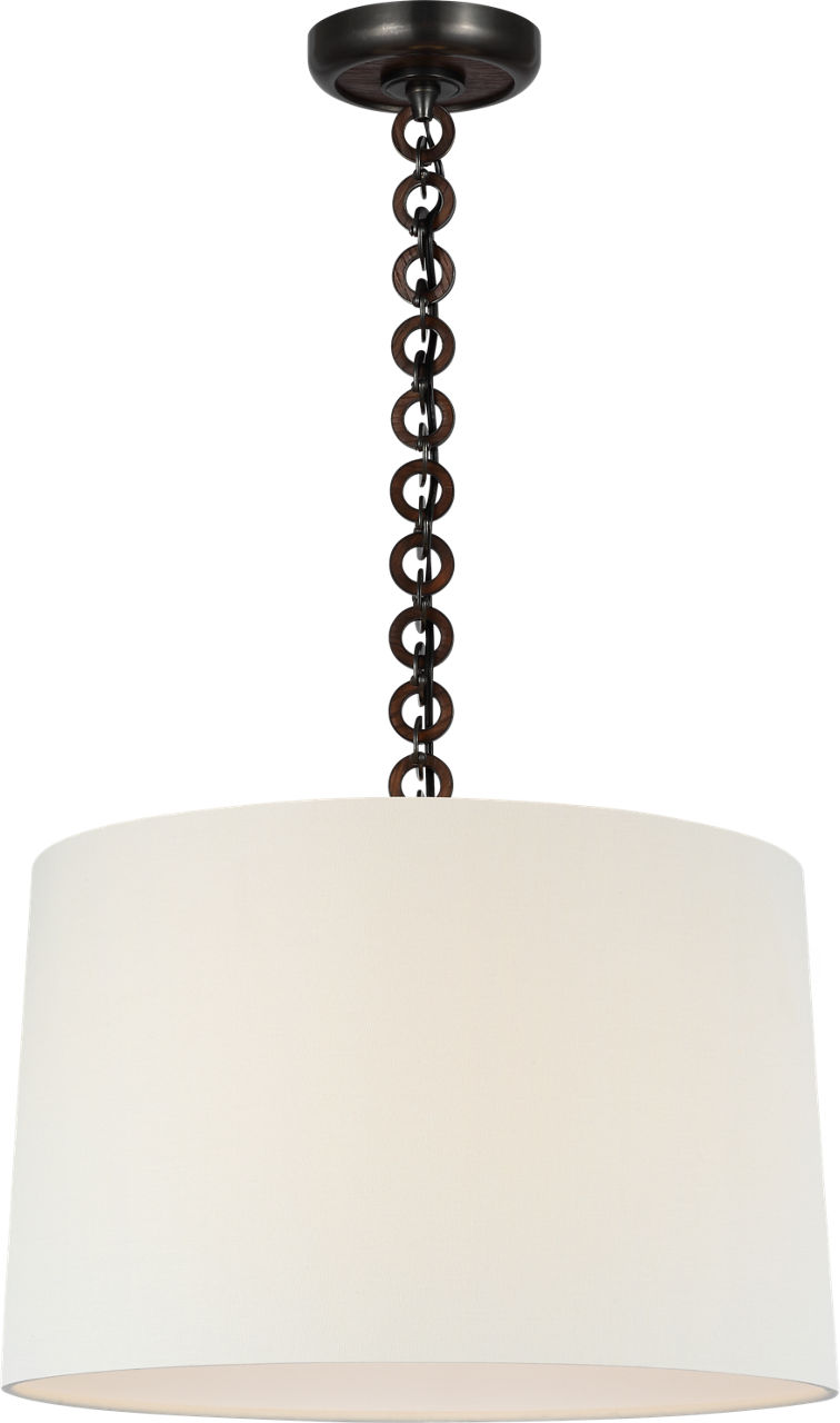 Evelyn 19" Hanging Shade in Bronze and Natural Oak with Linen Shade