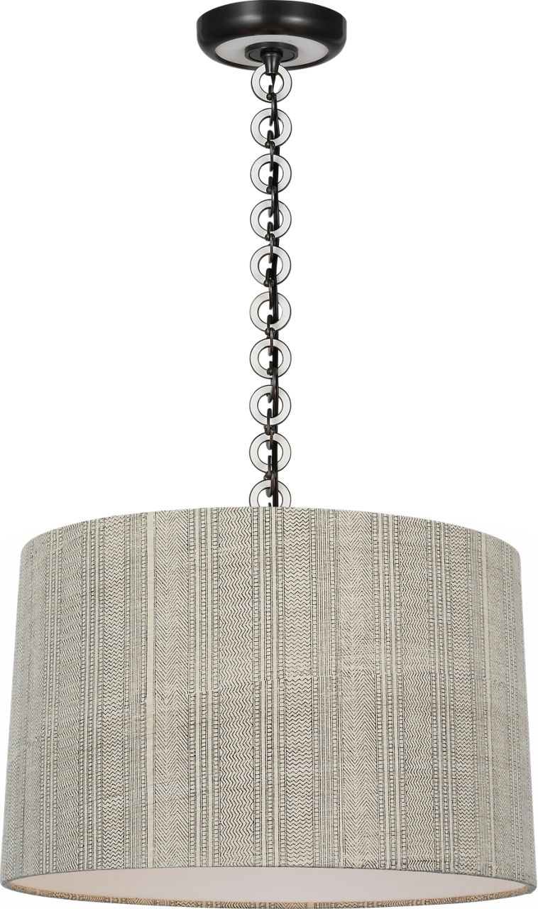 Evelyn 19" Hanging Shade in Bronze and White Oak with Schumacher Natural Mohave Shade