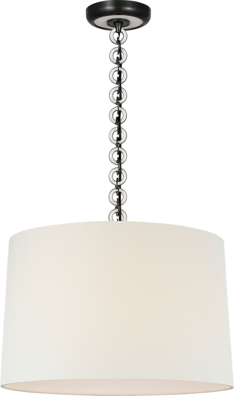 Evelyn 19" Hanging Shade in Bronze and White Oak with Linen Shade