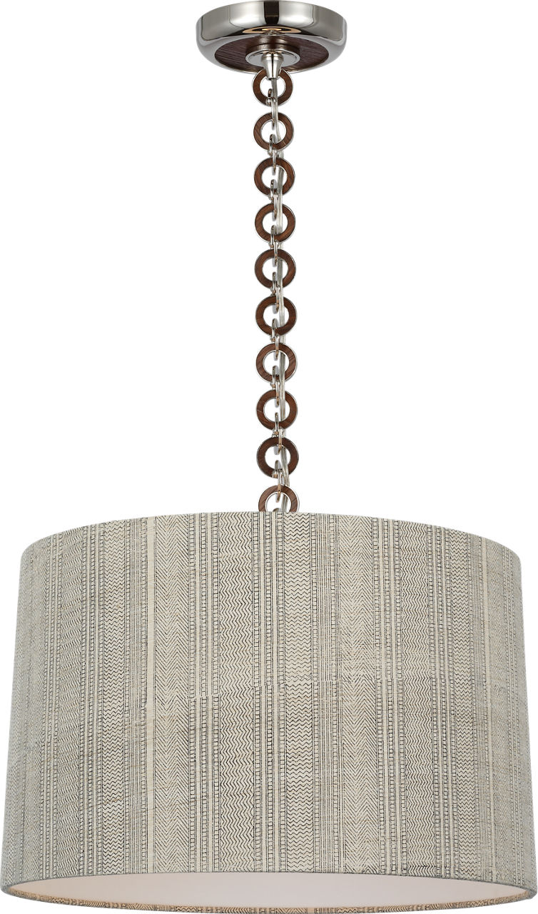 Evelyn 19" Hanging Shade in Polished Nickel and Natural Oak with Schumacher Natural Mohave Shade