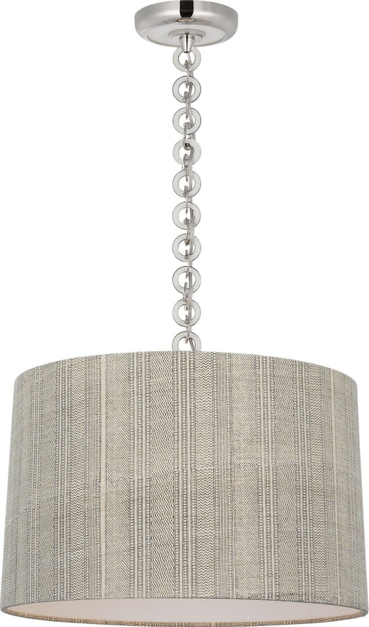 Evelyn 19" Hanging Shade in Polished Nickel and White Oak with Schumacher Natural Mohave Shade