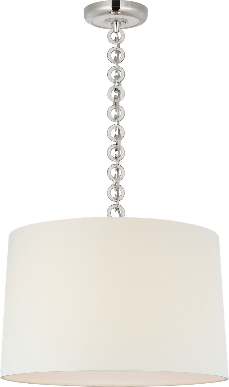 Evelyn 19" Hanging Shade in Polished Nickel and White Oak with Linen Shade