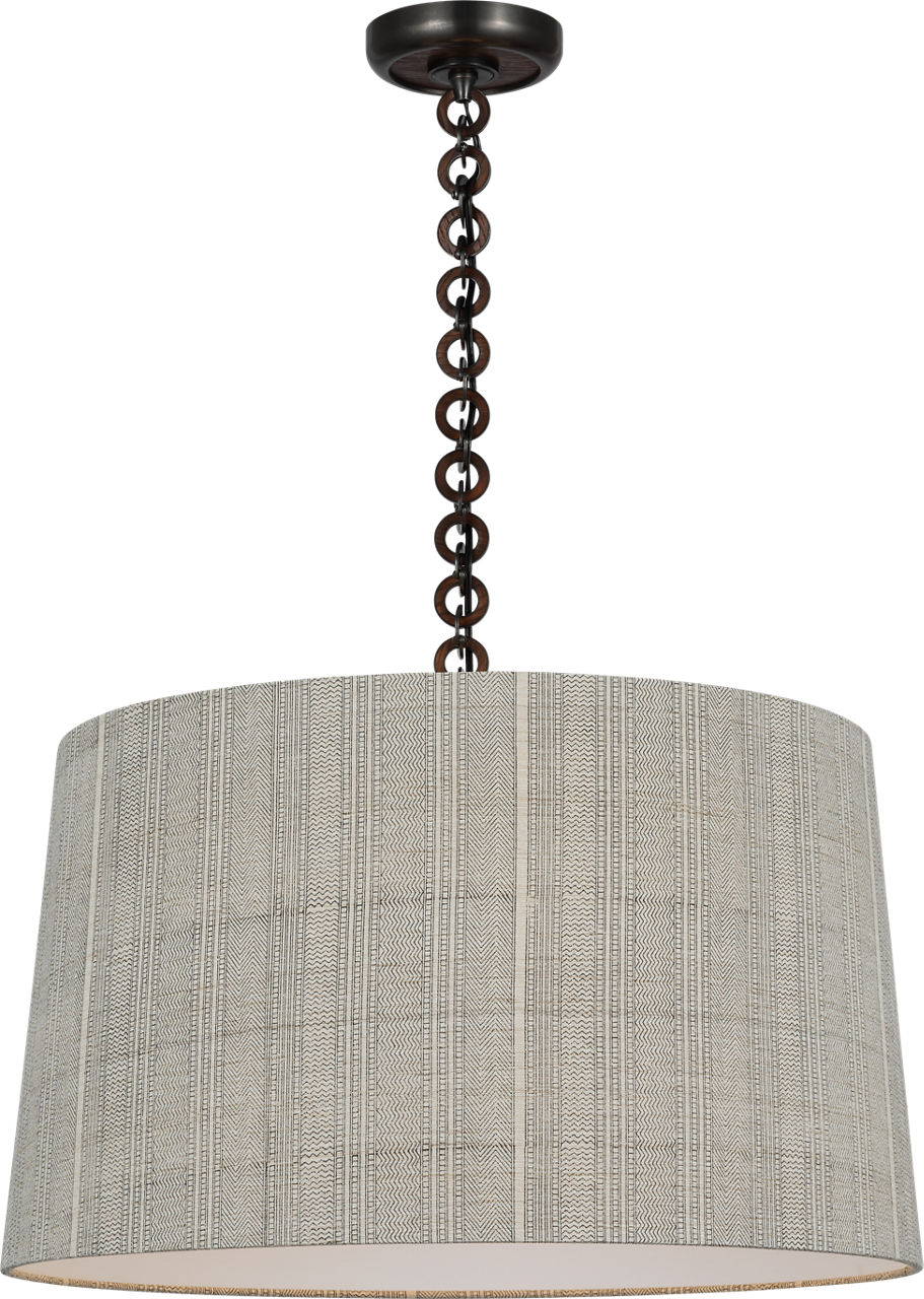 Evelyn 25" Hanging Shade in Bronze and Natural Oak with Schumacher Natural Mohave Shade