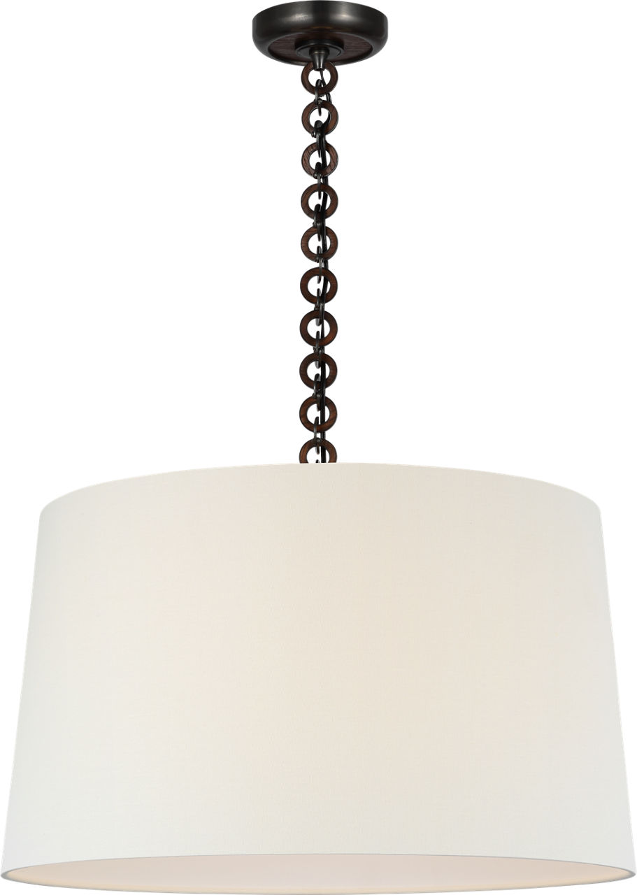 Evelyn 25" Hanging Shade in Bronze and Natural Oak with Linen Shade
