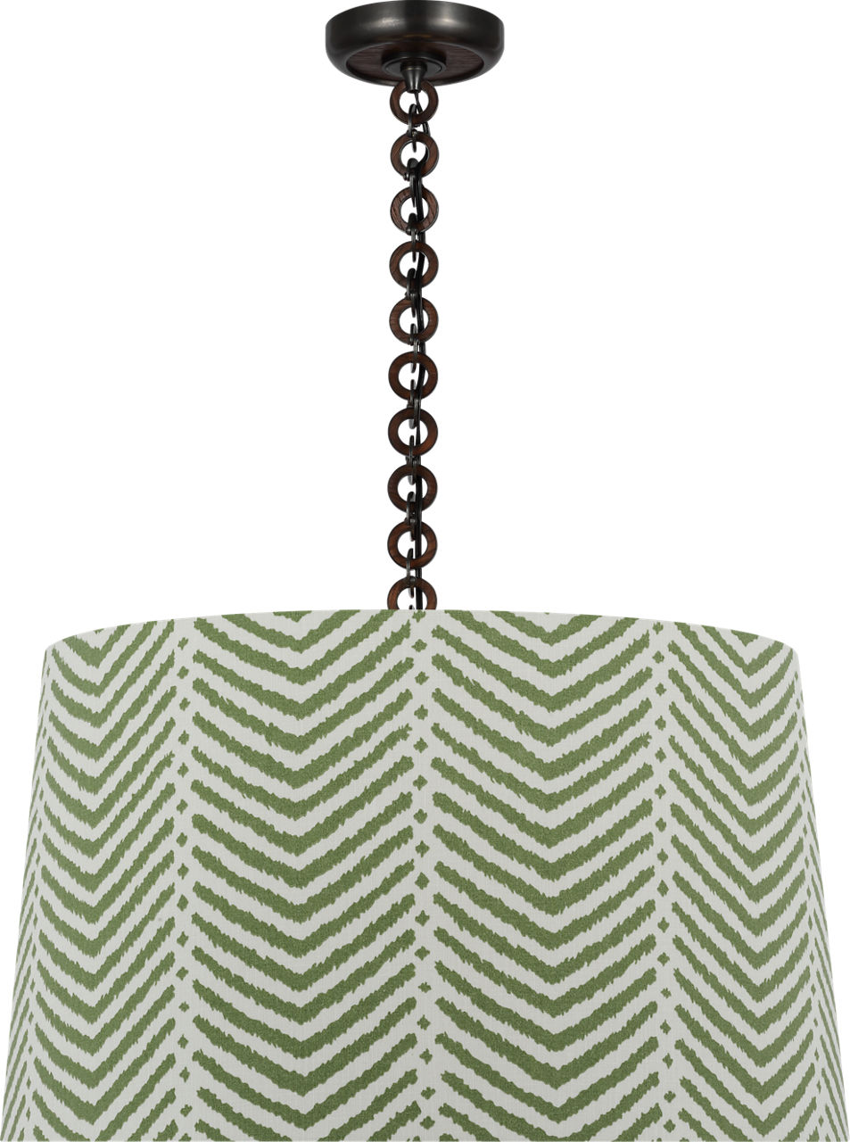Evelyn 25" Hanging Shade in Bronze and Natural Oak with Schumacher Verde La Jolla Shade
