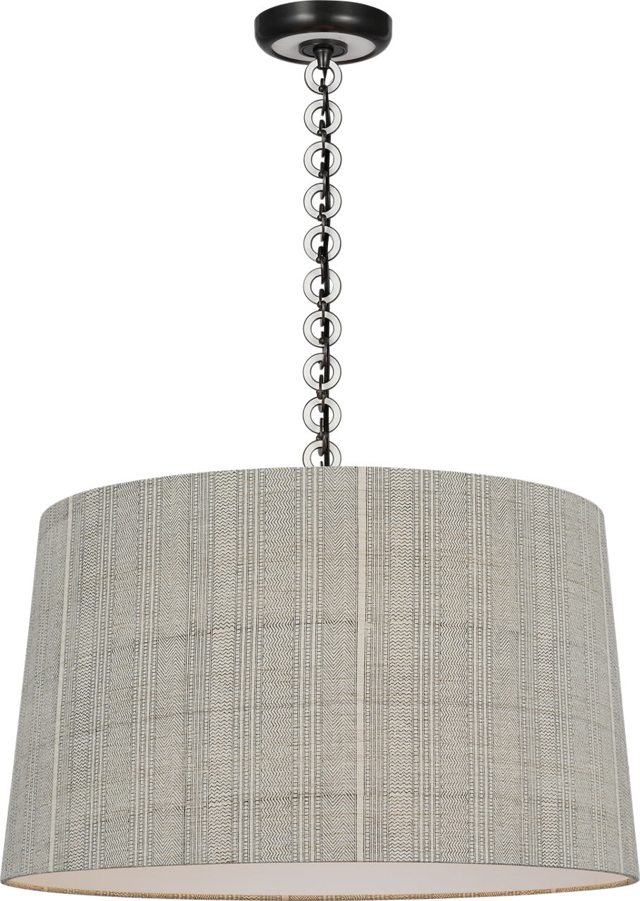 Evelyn 25" Hanging Shade in Bronze and White Oak with Schumacher Natural Mohave Shade