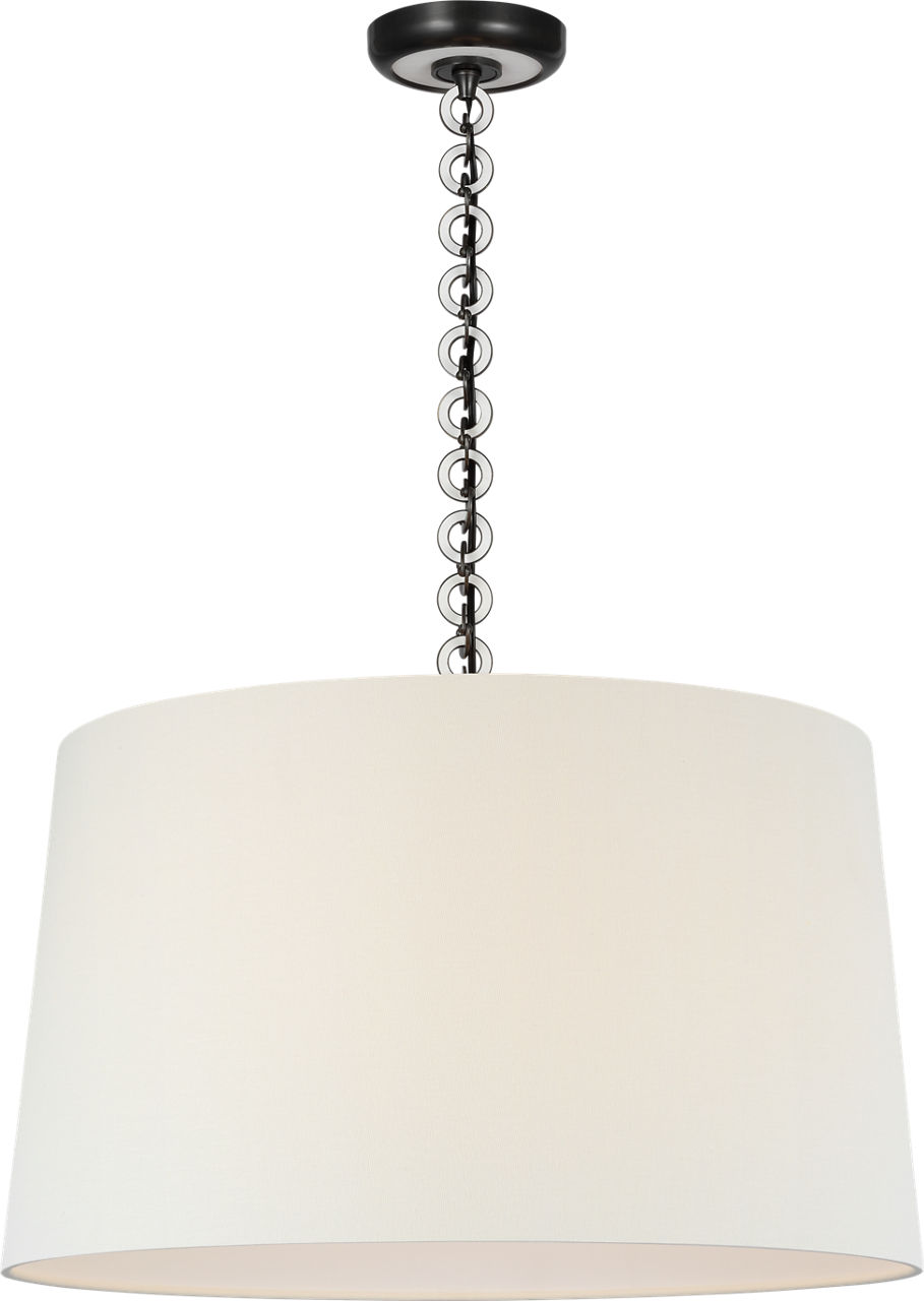 Evelyn 25" Hanging Shade in Bronze and White Oak with Linen Shade