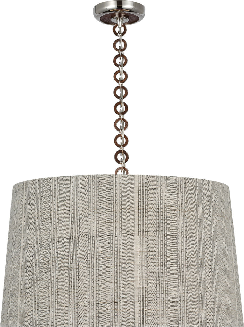 Evelyn 25" Hanging Shade in Polished Nickel and Natural Oak with Schumacher Natural Mohave Shade