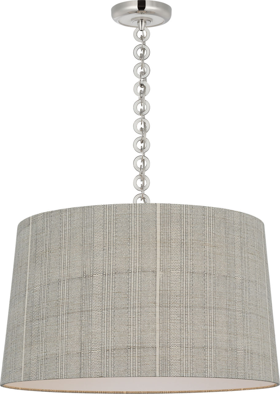 Evelyn 25" Hanging Shade in Polished Nickel and White Oak with Schumacher Natural Mohave Shade