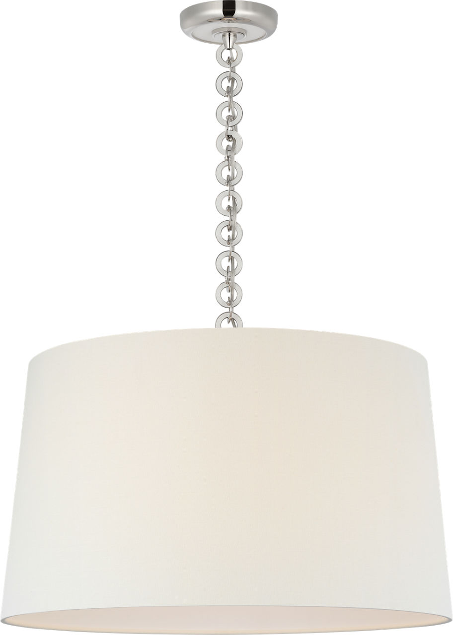 Evelyn 25" Hanging Shade in Polished Nickel and White Oak with Linen Shade
