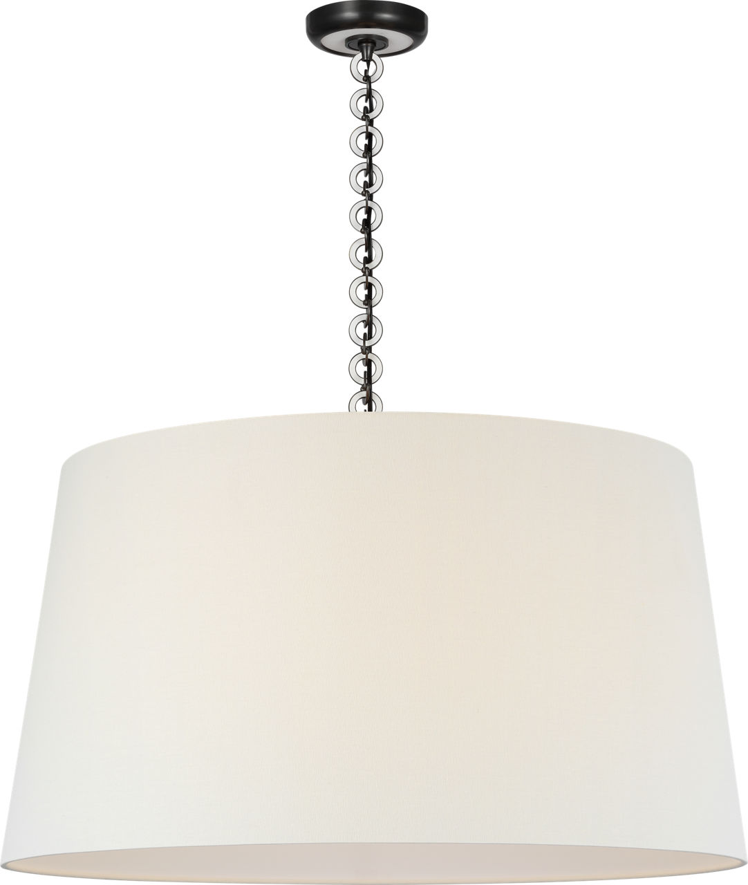 Evelyn 33" Hanging Shade in Bronze and White Oak with Linen Shade