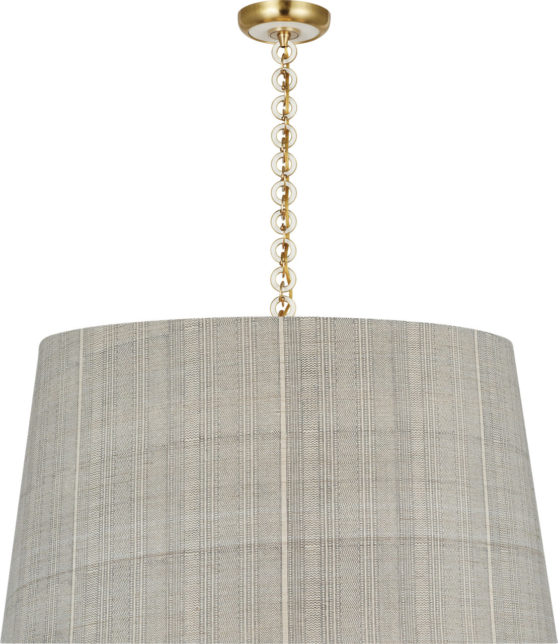 Evelyn 33" Hanging Shade in Hand-Rubbed Antique Brass and White Oak with Schumacher Natural Mohave Shade