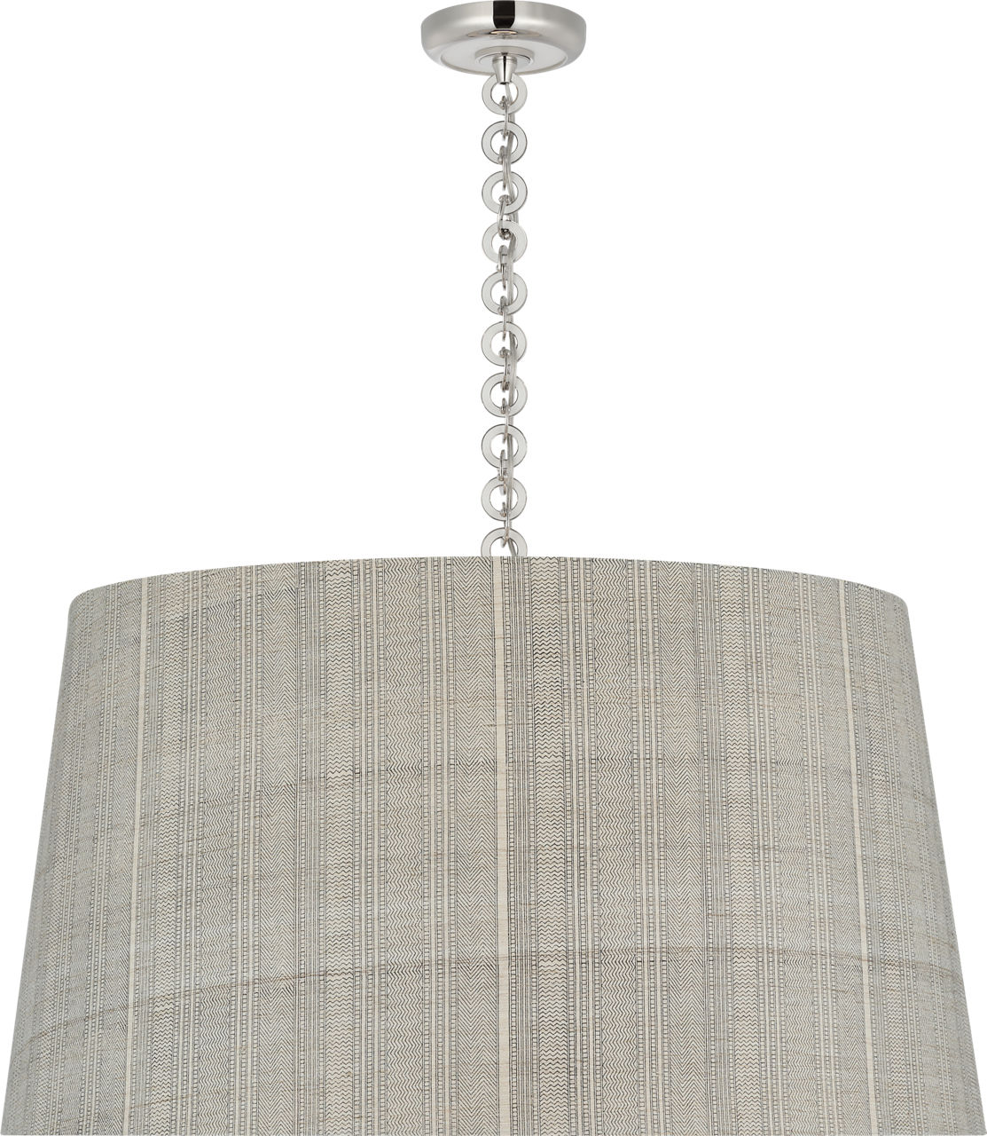 Evelyn 33" Hanging Shade in Polished Nickel and White Oak with Schumacher Natural Mohave Shade