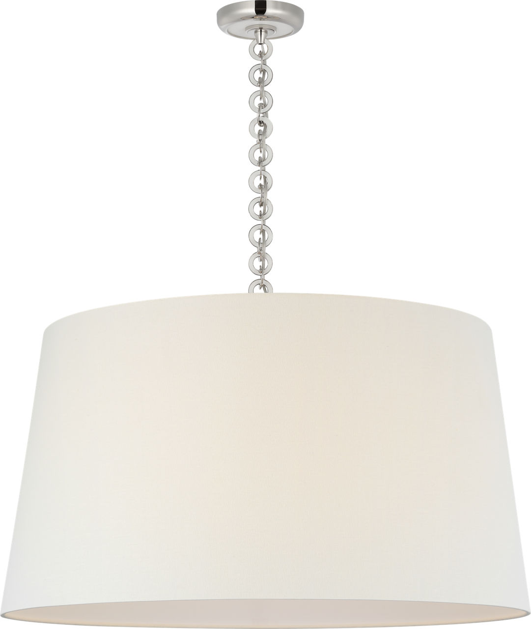 Evelyn 33" Hanging Shade in Polished Nickel and White Oak with Linen Shade