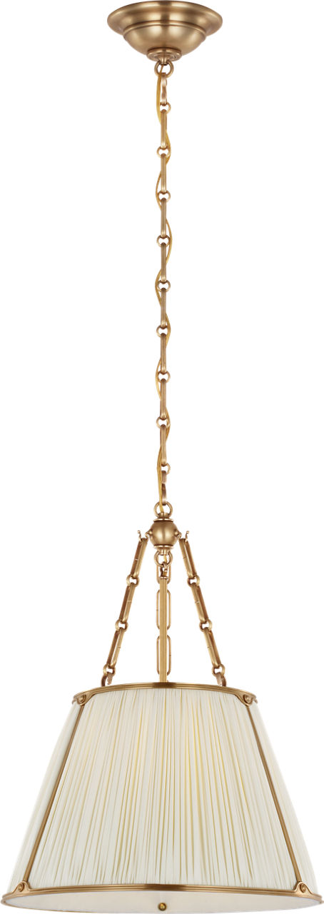 Allister 16" Hanging Shade in Hand-Rubbed Antique Brass with Silk Pleated Shade