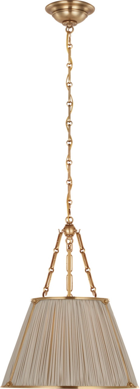 Allister 16" Hanging Shade in Hand-Rubbed Antique Brass with Champagne Silk Pleated Shade