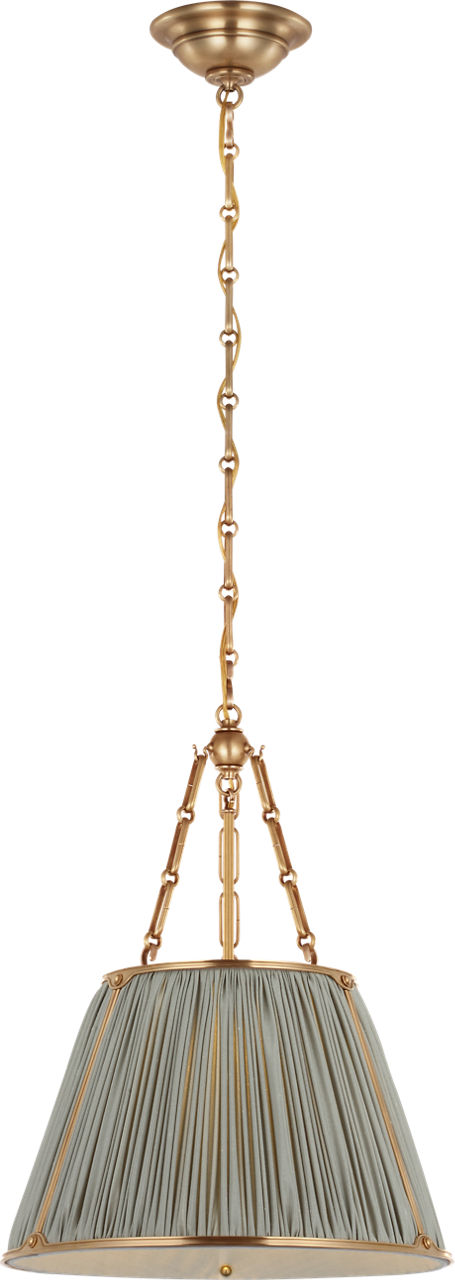 Allister 16" Hanging Shade in Hand-Rubbed Antique Brass with Mist Silk Pleated Shade