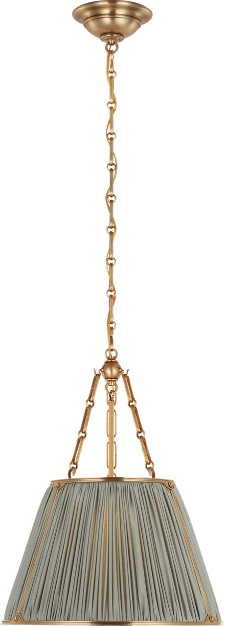 Allister 16" Hanging Shade in Hand-Rubbed Antique Brass with Mist Silk Pleated Shade