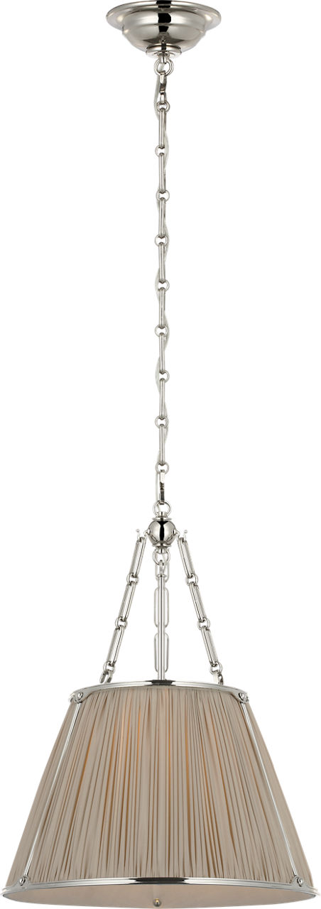 Allister 16" Hanging Shade in Polished Nickel with Champagne Silk Pleated Shade