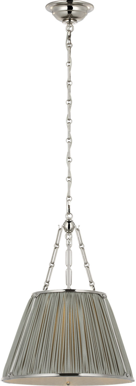 Allister 16" Hanging Shade in Polished Nickel with Mist Silk Pleated Shade