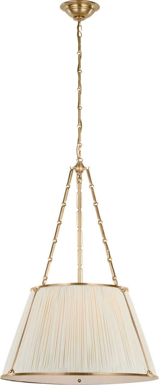 Allister 21" Hanging Shade in Hand-Rubbed Antique Brass with Silk Pleated Shade